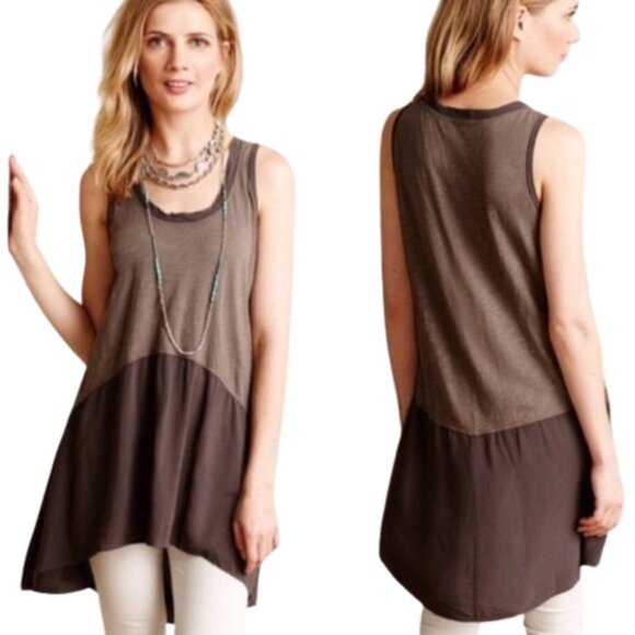 2/$40 Anthropologie Left of Center Calla  Calla high low Tunic Tank in green - Picture 1 of 8